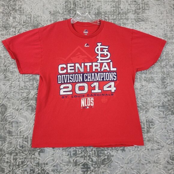 St Louis Cardinals T-Shirt Mens Large Red 2014 NL Central Division Champions - Picture 1 of 8